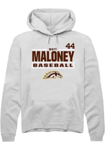 Matt Maloney  Rally Western Michigan Broncos Mens White NIL Stacked Box Long Sleeve Hoodie