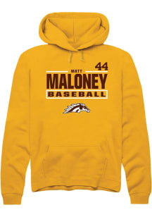 Matt Maloney  Rally Western Michigan Broncos Mens Gold NIL Stacked Box Long Sleeve Hoodie
