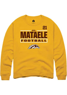 Ofa Mataele  Rally Western Michigan Broncos Mens Gold Football NIL Stacked Box Long Sleeve Crew Sw..