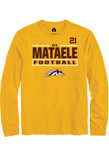 Ofa Mataele  Western Michigan Broncos Gold Rally Football NIL Stacked Box Long Sleeve T Shirt
