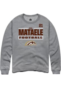 Ofa Mataele  Rally Western Michigan Broncos Mens Grey Football NIL Stacked Box Long Sleeve Crew Sw..