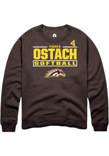Parker Ostach  Rally Western Michigan Broncos Mens Brown NIL Stacked Box Long Sleeve Crew Sweatshi..