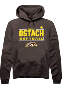 Parker Ostach  Rally Western Michigan Broncos Mens Brown NIL Stacked Box Long Sleeve Hoodie