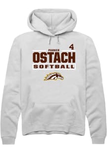 Parker Ostach  Rally Western Michigan Broncos Mens White NIL Stacked Box Long Sleeve Hoodie