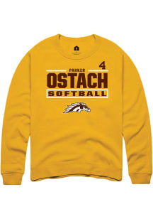 Parker Ostach  Rally Western Michigan Broncos Mens Gold NIL Stacked Box Long Sleeve Crew Sweatshir..
