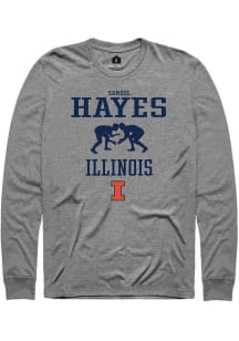 Samuel Hayes  Illinois Fighting Illini Graphite Rally NIL Sport Icon Long Sleeve T Shirt
