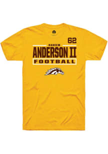 Raheem Anderson II  Western Michigan Broncos Gold Rally Football NIL Stacked Box Short Sleeve T Sh..