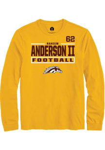 Raheem Anderson II  Western Michigan Broncos Gold Rally Football NIL Stacked Box Long Sleeve T Shi..