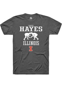 Samuel Hayes  Illinois Fighting Illini Dark Grey Rally NIL Sport Icon Short Sleeve T Shirt