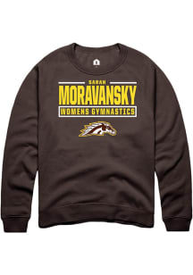 Sarah Moravansky  Rally Western Michigan Broncos Mens Brown NIL Stacked Box Long Sleeve Crew Sweat..