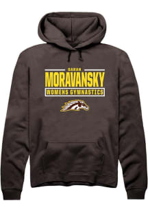 Sarah Moravansky  Rally Western Michigan Broncos Mens Brown NIL Stacked Box Long Sleeve Hoodie