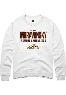 Sarah Moravansky  Rally Western Michigan Broncos Mens White NIL Stacked Box Long Sleeve Crew Sweat..