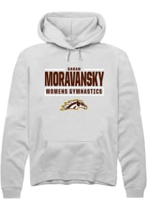 Sarah Moravansky  Rally Western Michigan Broncos Mens White NIL Stacked Box Long Sleeve Hoodie