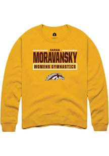 Sarah Moravansky  Rally Western Michigan Broncos Mens Gold NIL Stacked Box Long Sleeve Crew Sweats..