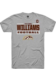 Tailique Williams  Western Michigan Broncos Grey Rally Football NIL Stacked Box Short Sleeve T Shi..