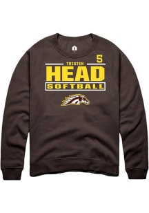 Tristen Head  Rally Western Michigan Broncos Mens Brown NIL Stacked Box Long Sleeve Crew Sweatshir..