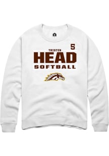 Tristen Head  Rally Western Michigan Broncos Mens White NIL Stacked Box Long Sleeve Crew Sweatshir..