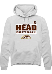 Tristen Head  Rally Western Michigan Broncos Mens White NIL Stacked Box Long Sleeve Hoodie