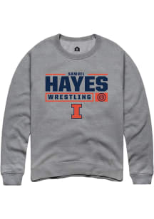 Samuel Hayes  Rally Illinois Fighting Illini Mens Graphite NIL Stacked Box Long Sleeve Crew Sweats..