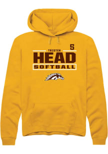 Tristen Head  Rally Western Michigan Broncos Mens Gold NIL Stacked Box Long Sleeve Hoodie