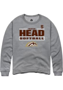 Tristen Head  Rally Western Michigan Broncos Mens Grey NIL Stacked Box Long Sleeve Crew Sweatshirt