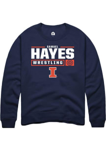 Samuel Hayes  Rally Illinois Fighting Illini Mens Navy Blue NIL Stacked Box Long Sleeve Crew Sweat..