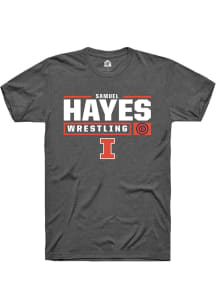 Samuel Hayes  Illinois Fighting Illini Dark Grey Rally NIL Stacked Box Short Sleeve T Shirt