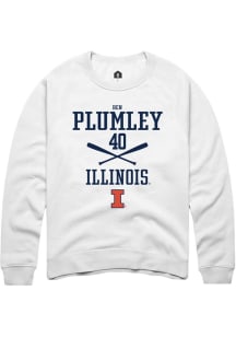 Ben Plumley  Rally Illinois Fighting Illini Mens White NIL Sport Icon Long Sleeve Crew Sweatshirt
