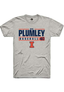 Ben Plumley  Illinois Fighting Illini Ash Rally NIL Stacked Box Short Sleeve T Shirt