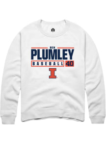 Ben Plumley  Rally Illinois Fighting Illini Mens White NIL Stacked Box Long Sleeve Crew Sweatshirt
