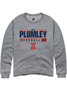 Ben Plumley  Rally Illinois Fighting Illini Mens Graphite NIL Stacked Box Long Sleeve Crew Sweatsh..