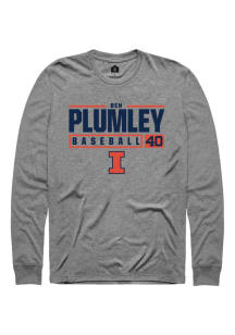 Ben Plumley  Illinois Fighting Illini Graphite Rally NIL Stacked Box Long Sleeve T Shirt