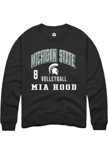 Mia Hood  Rally Michigan State Spartans Mens Black NIL Arch Logo Long Sleeve Crew Sweatshirt