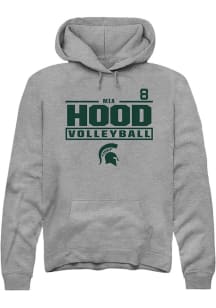 Mia Hood  Rally Michigan State Spartans Mens Graphite NIL Stacked Box Long Sleeve Hoodie