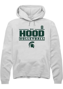 Mia Hood  Rally Michigan State Spartans Mens White NIL Stacked Box Long Sleeve Hoodie