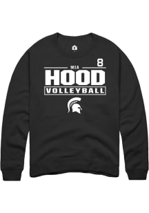 Mia Hood  Rally Michigan State Spartans Mens Black NIL Stacked Box Long Sleeve Crew Sweatshirt