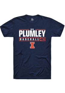 Ben Plumley  Illinois Fighting Illini Navy Blue Rally NIL Stacked Box Short Sleeve T Shirt