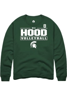 Mia Hood  Rally Michigan State Spartans Mens Green NIL Stacked Box Long Sleeve Crew Sweatshirt