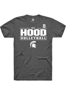 Mia Hood  Michigan State Spartans Grey Rally NIL Stacked Box Short Sleeve T Shirt