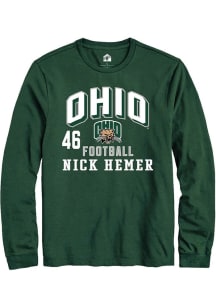 Nick Hemer  Ohio Bobcats Green Rally Football NIL Arch Logo Long Sleeve T Shirt
