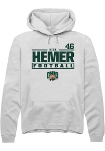 Nick Hemer  Rally Ohio Bobcats Mens White Football NIL Stacked Box Long Sleeve Hoodie