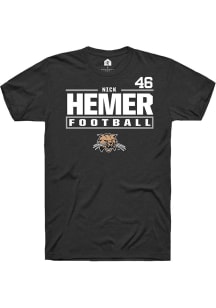Nick Hemer  Ohio Bobcats Black Rally Football NIL Stacked Box Short Sleeve T Shirt