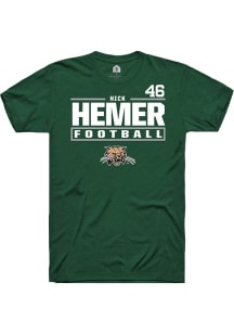 Nick Hemer  Ohio Bobcats Green Rally Football NIL Stacked Box Short Sleeve T Shirt