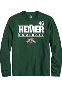 Nick Hemer  Ohio Bobcats Green Rally Football NIL Stacked Box Long Sleeve T Shirt