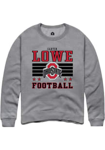 Carter Lowe  Rally Ohio State Buckeyes Mens Grey Football NIL Striped Long Sleeve Crew Sweatshirt