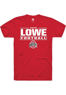 Carter Lowe  Ohio State Buckeyes Red Rally Football NIL Stacked Box Short Sleeve T Shirt