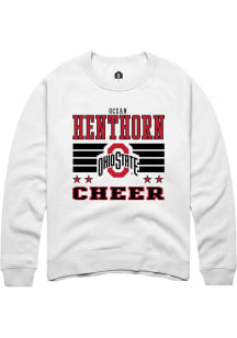 Ocean Henthorn  Rally Ohio State Buckeyes Mens White NIL Striped Long Sleeve Crew Sweatshirt