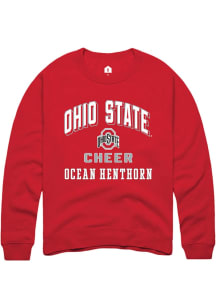 Ocean Henthorn  Rally Ohio State Buckeyes Mens Red NIL Arch Logo Long Sleeve Crew Sweatshirt