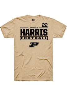 Antonio Harris  Purdue Boilermakers Tan Rally Football NIL Stacked Box Short Sleeve T Shirt