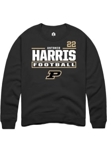 Antonio Harris  Rally Purdue Boilermakers Mens Black Football NIL Stacked Box Long Sleeve Crew Swe..